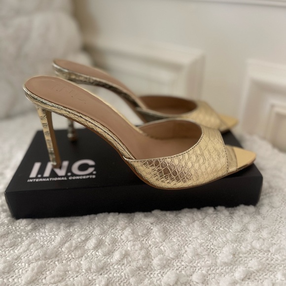 I.N.C. Gold Slide Sandals - Picture 3 of 8